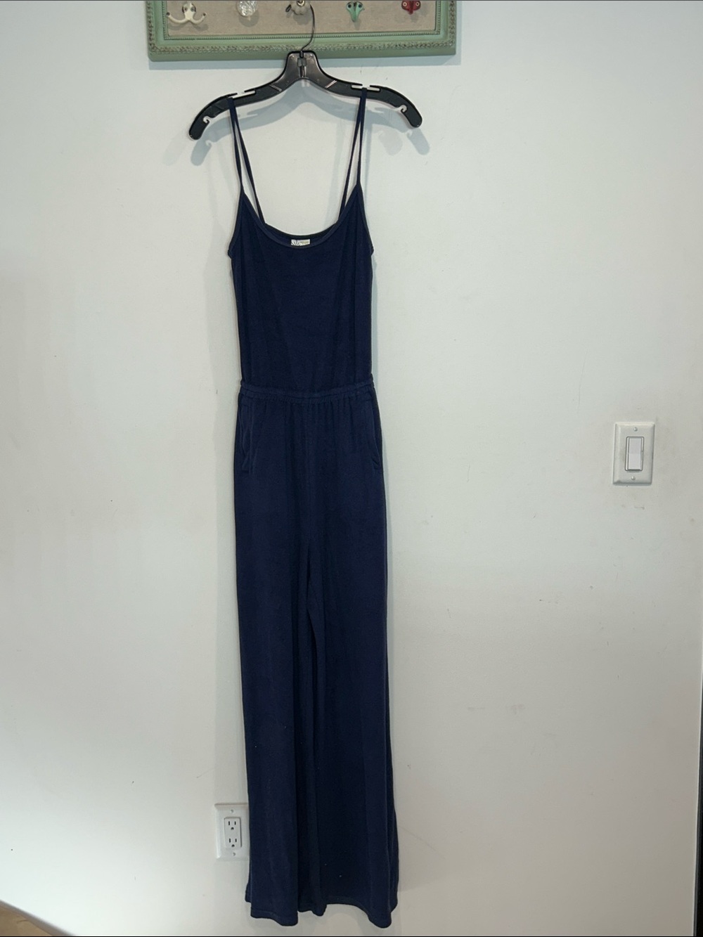 Offline Aerie Navy Blue Spaghetti-Strap Wide-Leg Jumpsuit romper terry cloth XS